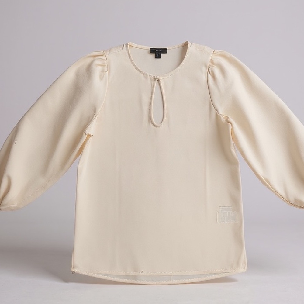 J. Crew Satin Crepe Keyhole Blouse in Ivory